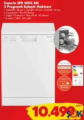 SUPERİA SPR 4003 BM 3 PROGRAMLI BULAŞIK MAKİNESİ fiyat ve kampanya bilgisi